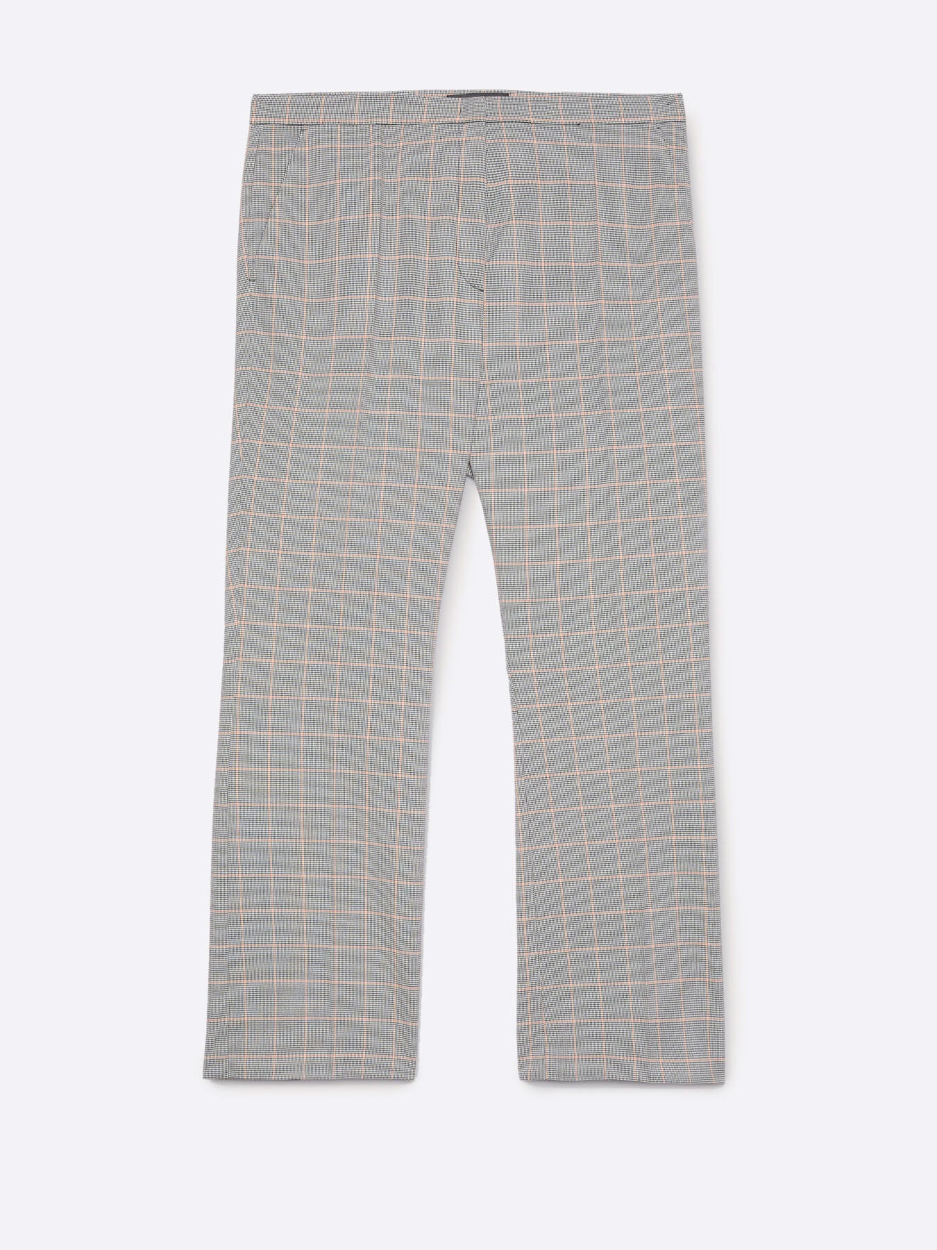 Pantaloni Kick Flare in Tela Stretch Principe di Galles 