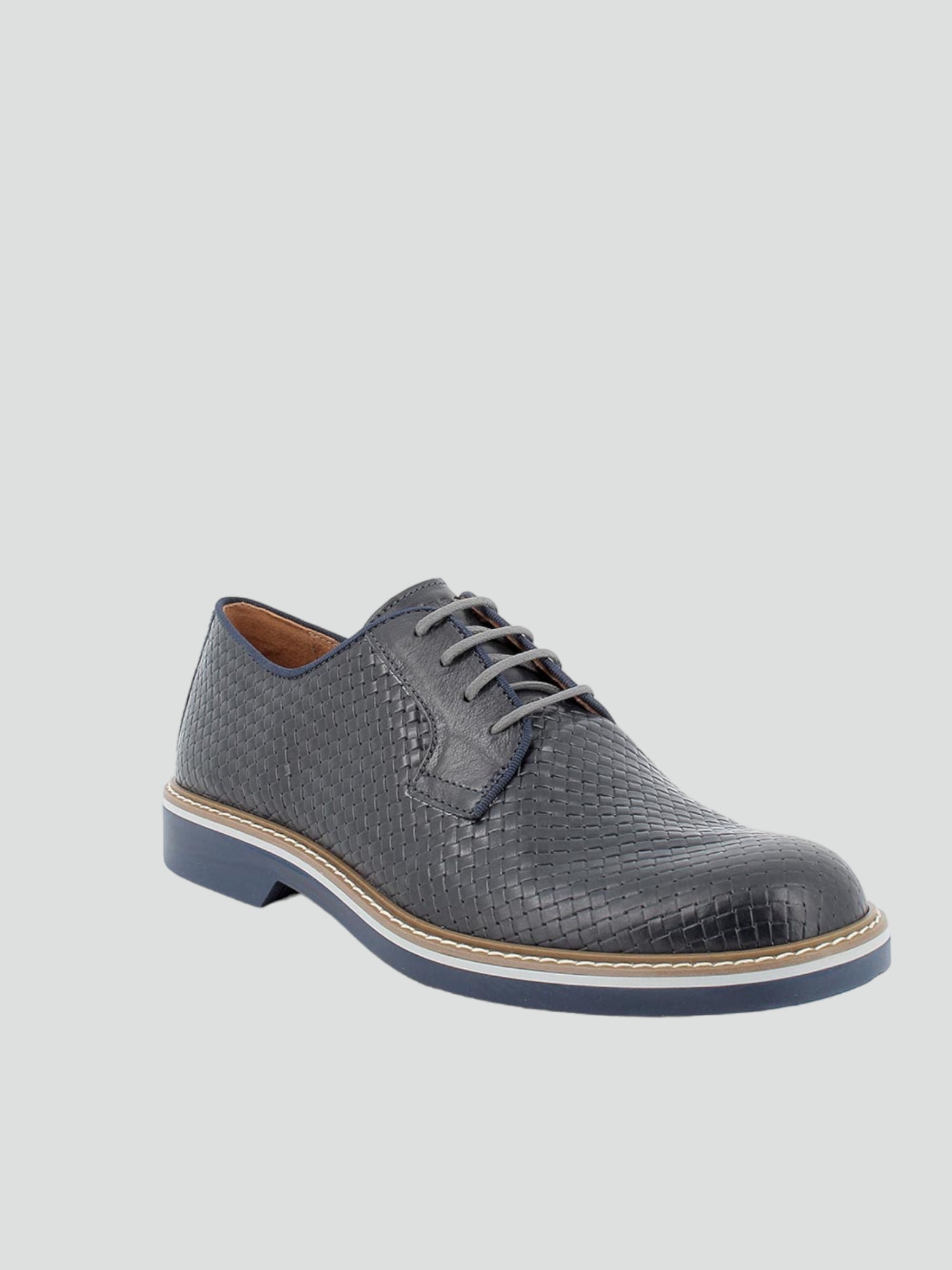Stringata in pelle da uomo blu 