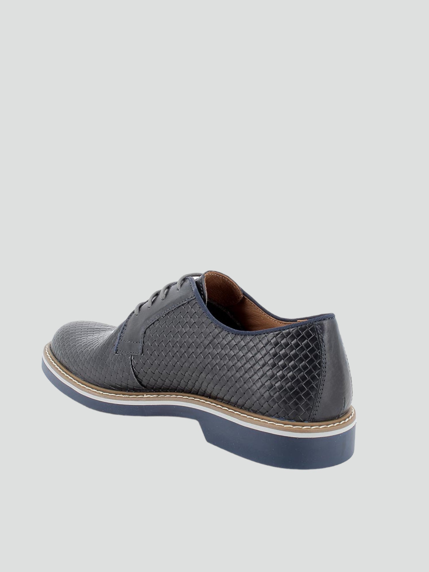 Stringata in pelle da uomo blu 