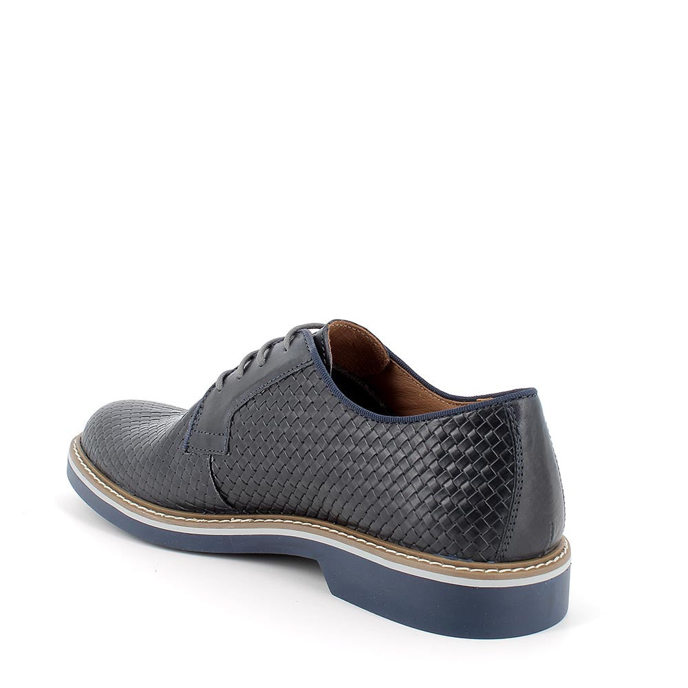 Stringata in pelle da uomo blu 