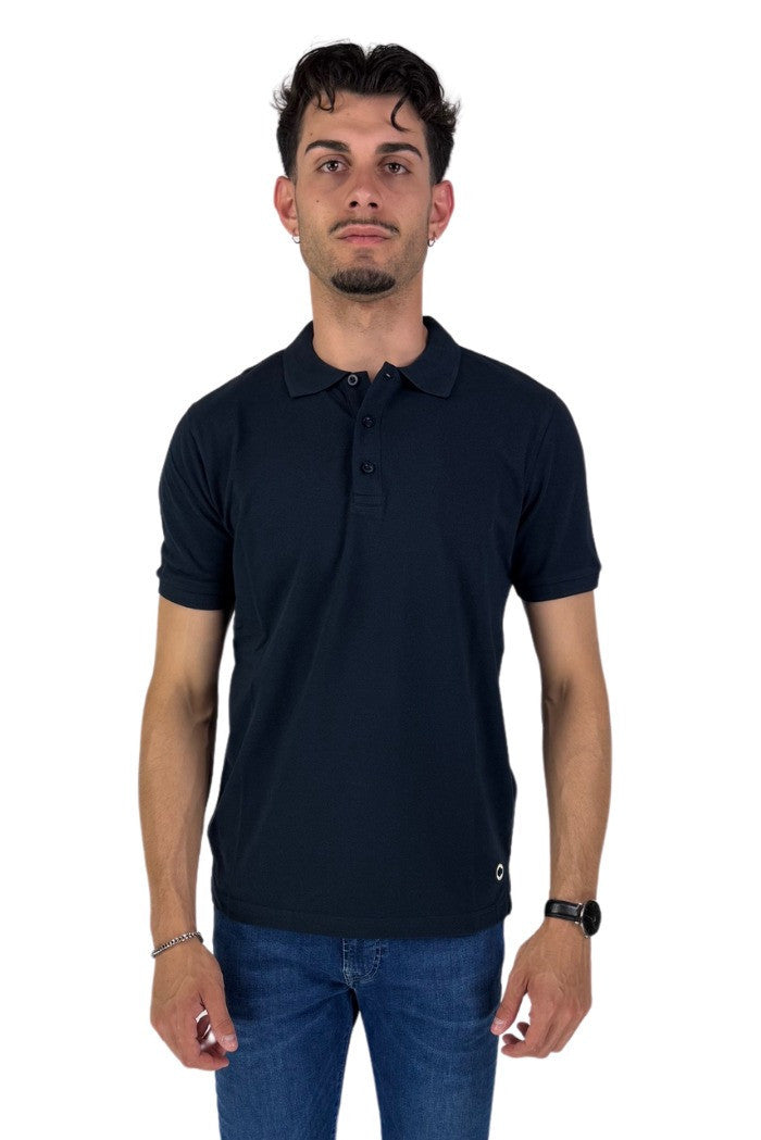 Polo Blu in Piquet di Cotone con Colletto Classico 