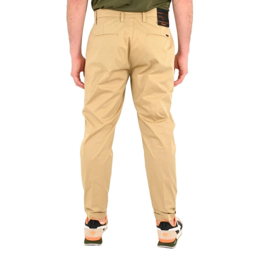 Pantalone Uomo color Corda in Cotone Stretch 