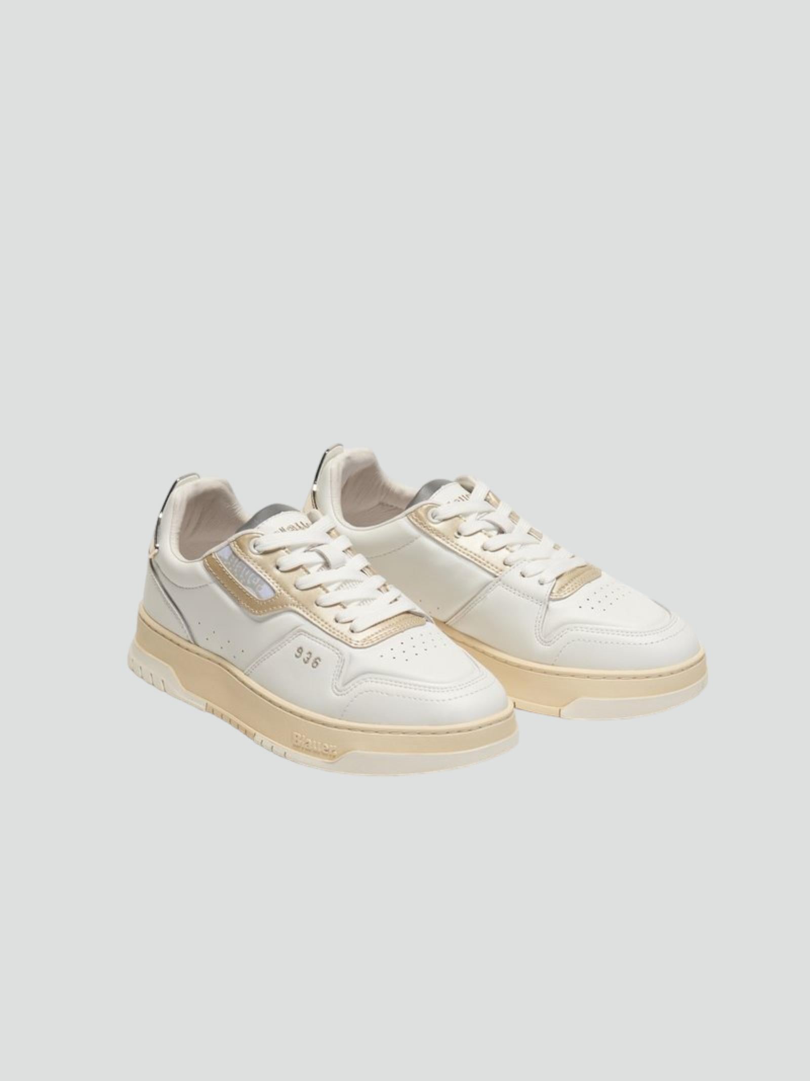 Sneakers "Adel01" Bianco Platino in Pelle con Dettagli Logo 