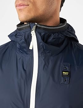Giubbino Blu Antivento e Antipioggia con Zip Bianca 