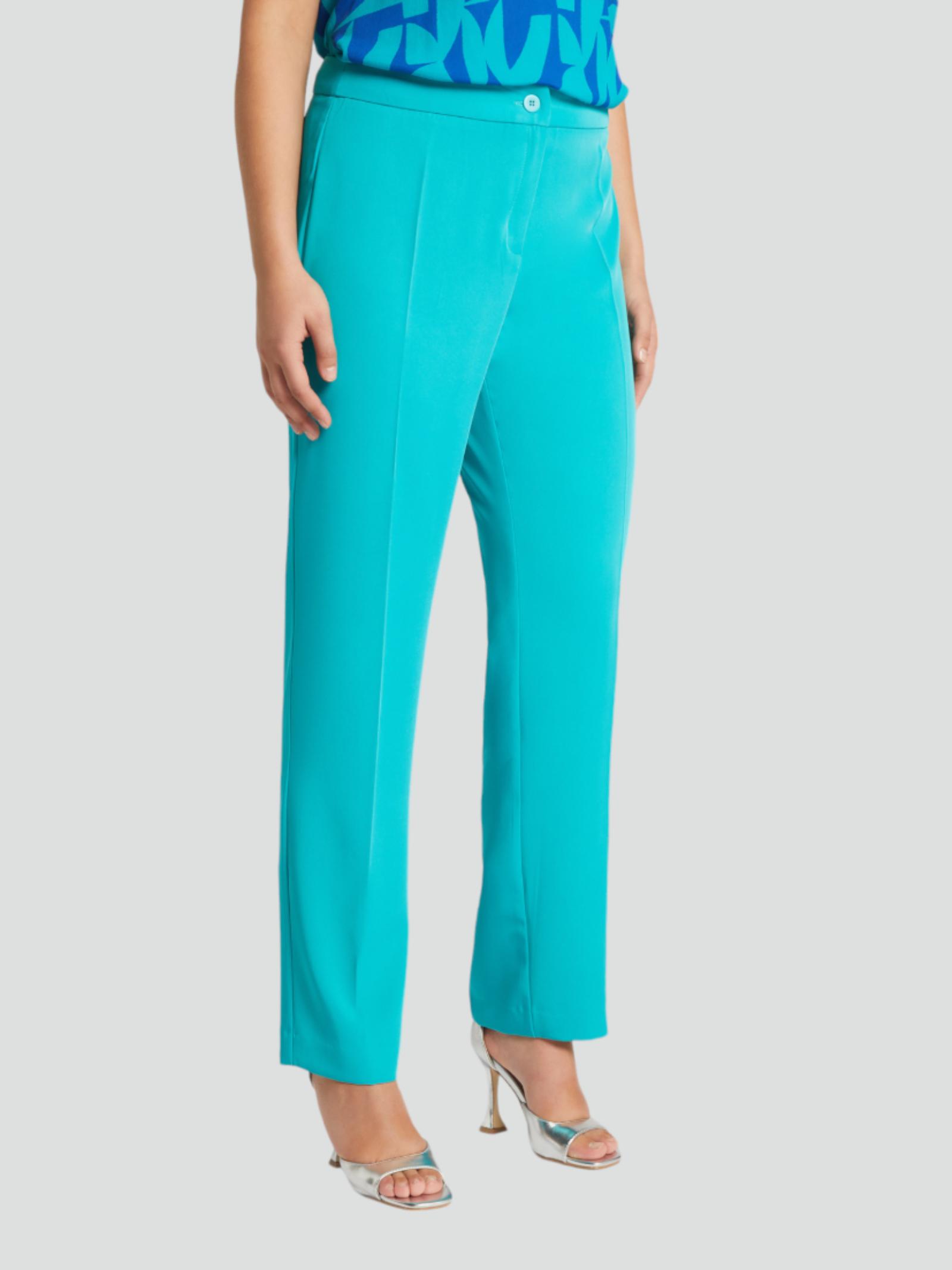 Pantalone Donna Dritto in Tessuto Fluido con Piega Stirata 