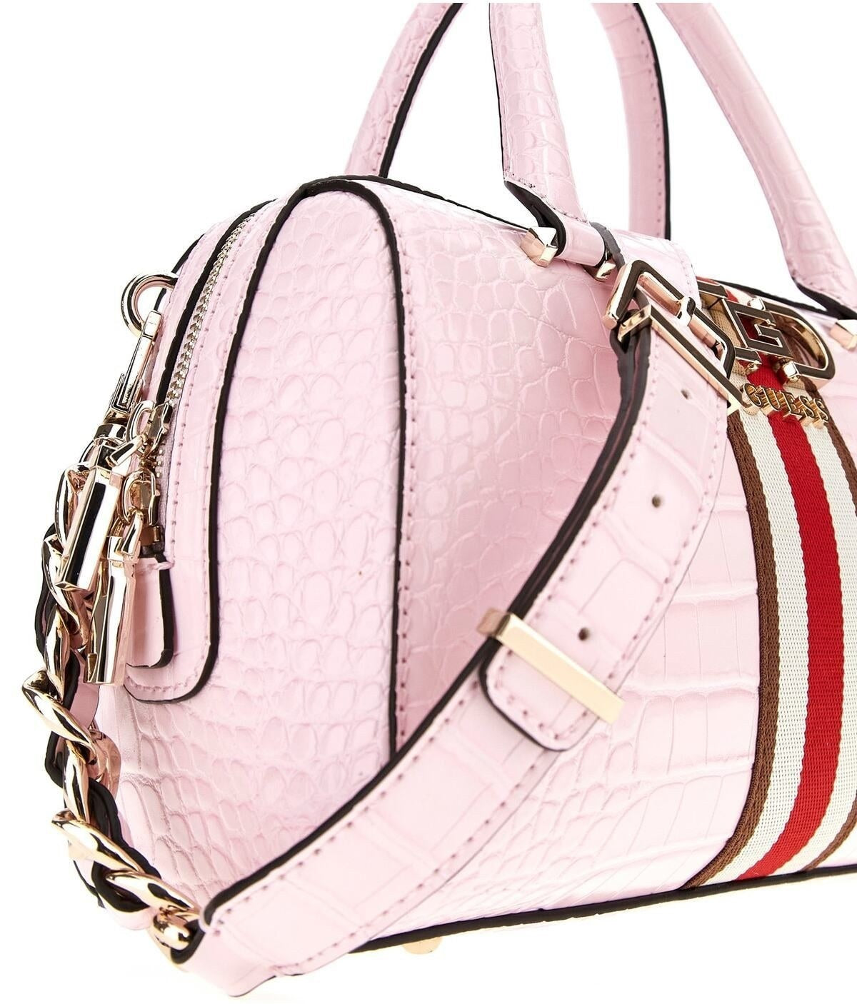 Borsa "Nelka Box Satchel" rosa con logo 4G e dettagli a righe 