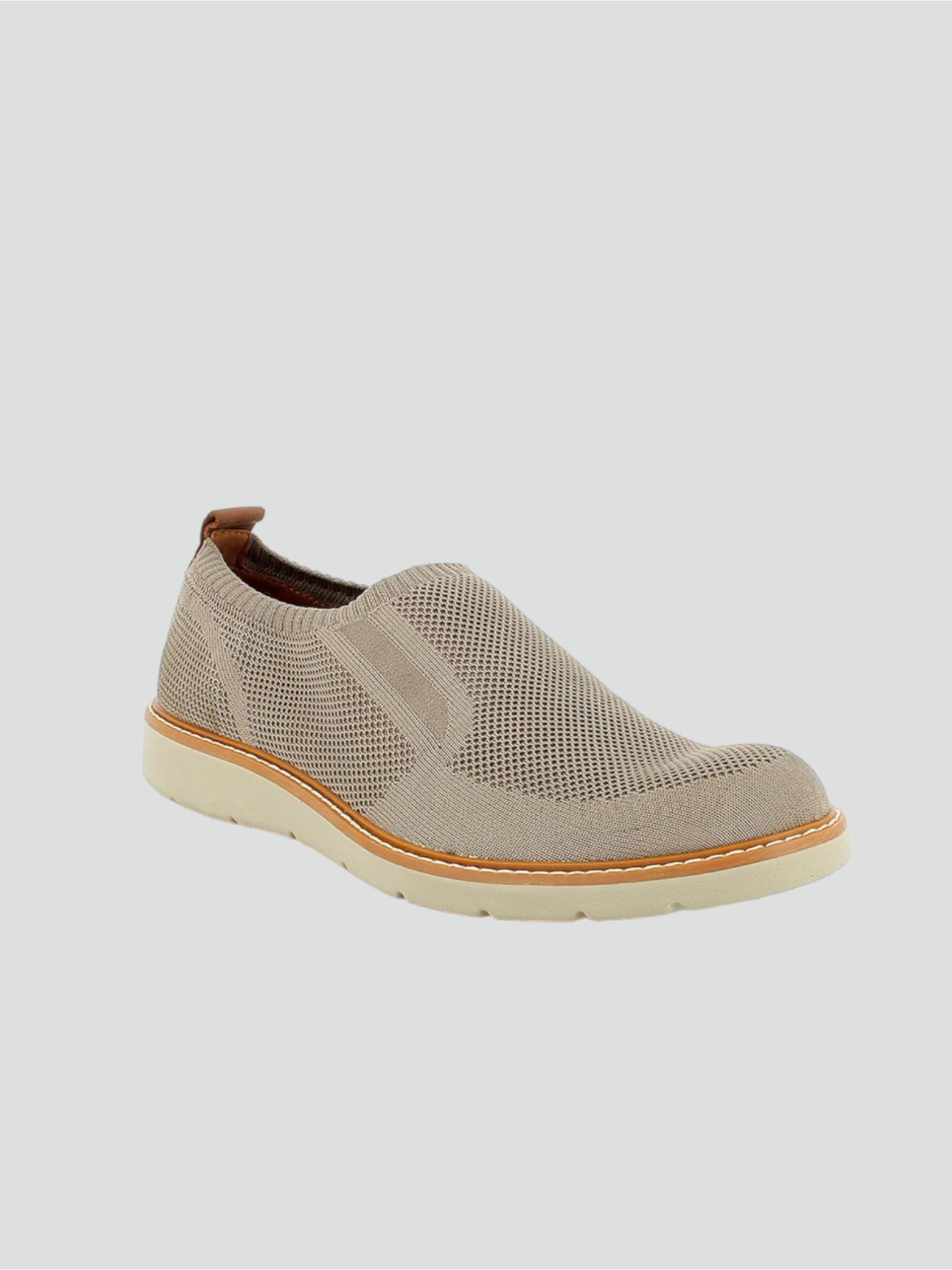 Slip-on in tessuto knit beige con suola bianca 