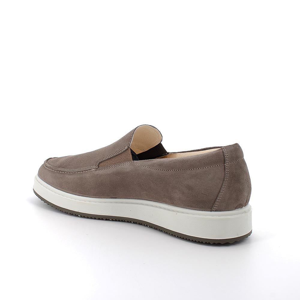 Mocassini beige in pelle scamosciata con sottopiede anatomico estraibile 