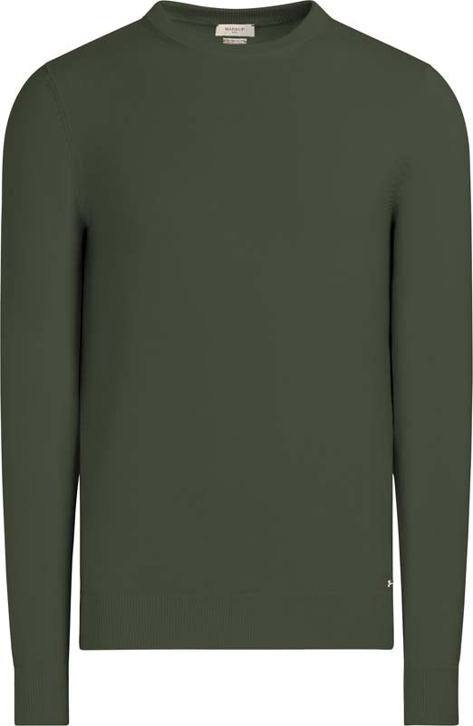 Maglia Girocollo verde militare in Cotone Filo 12 a Maniche Lunghe 