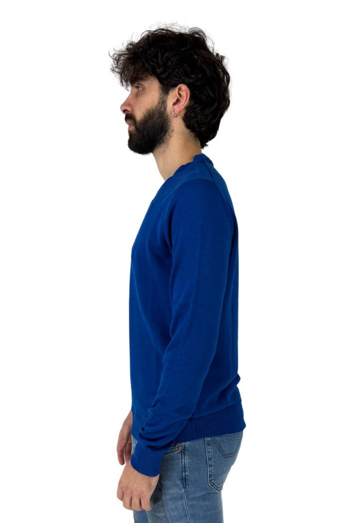 Maglia Girocollo blu royal in Cotone Filo 12 a Maniche Lunghe 
