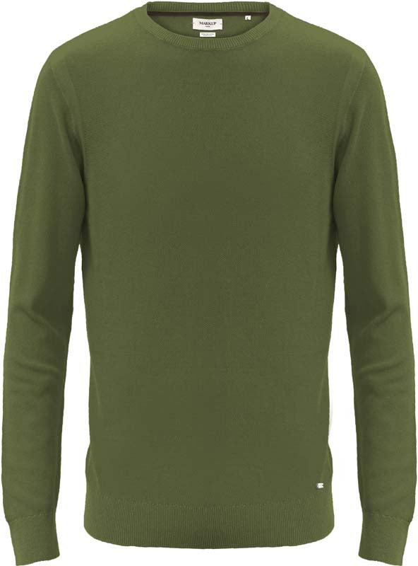 Pullover verde militare in cotone punto riso da uomo 