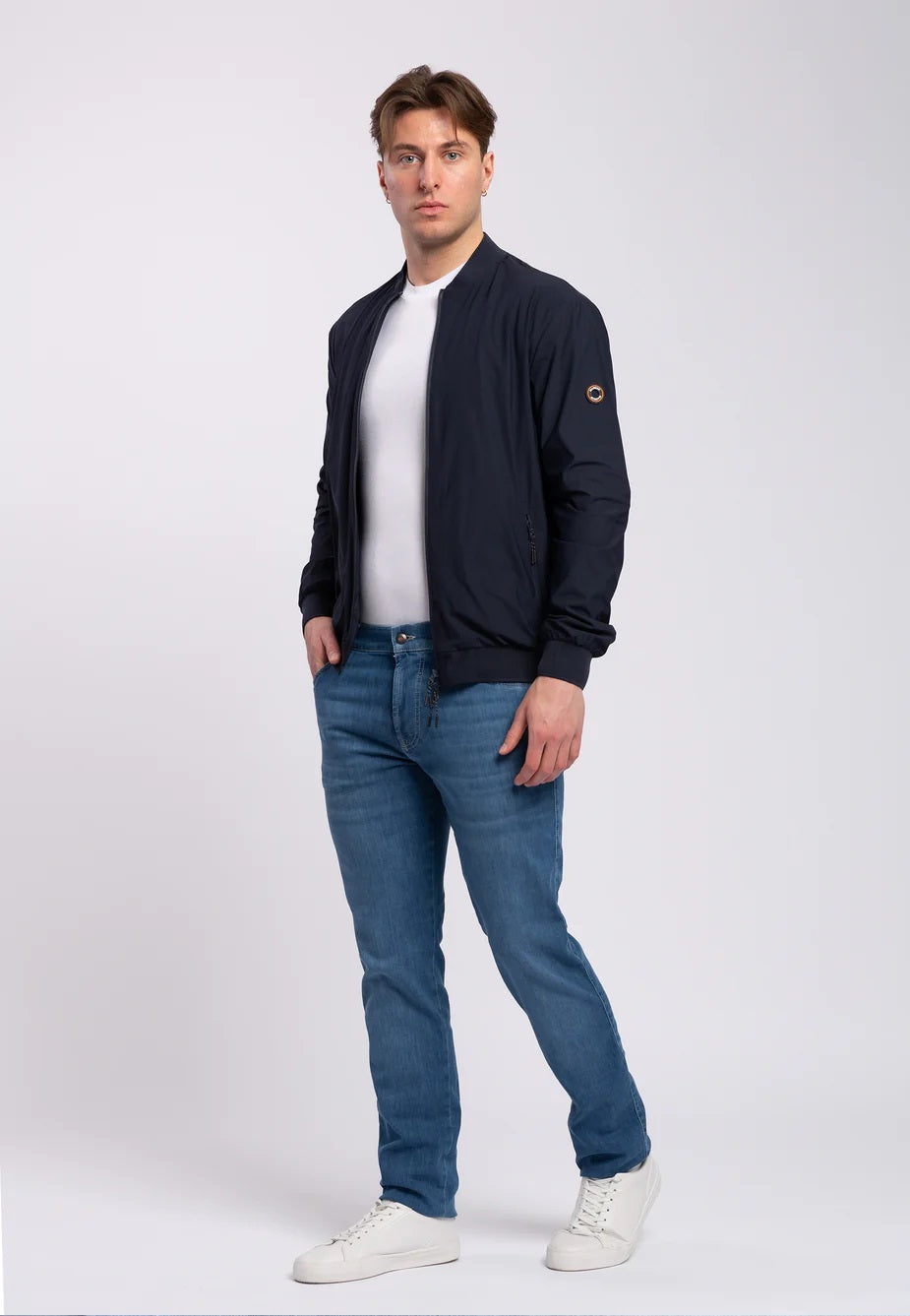 Giubbino Leggero Blu Uomo in Tessuto Tecnico 