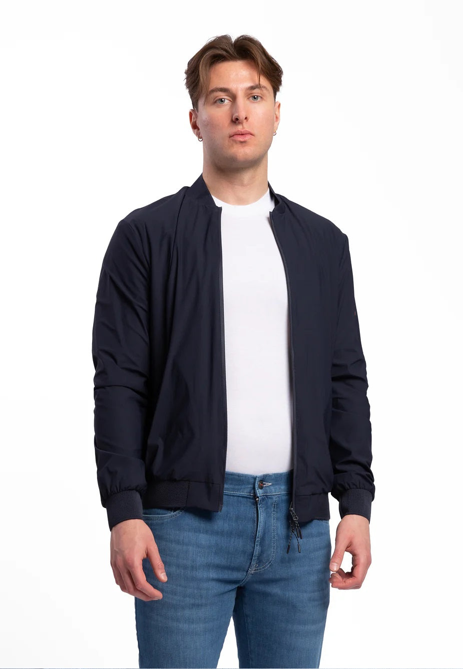 Giubbino Leggero Blu Uomo in Tessuto Tecnico 