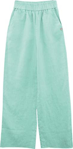Pantaloni verde acqua con Gamba Ampia e Vita Elasticizzata 
