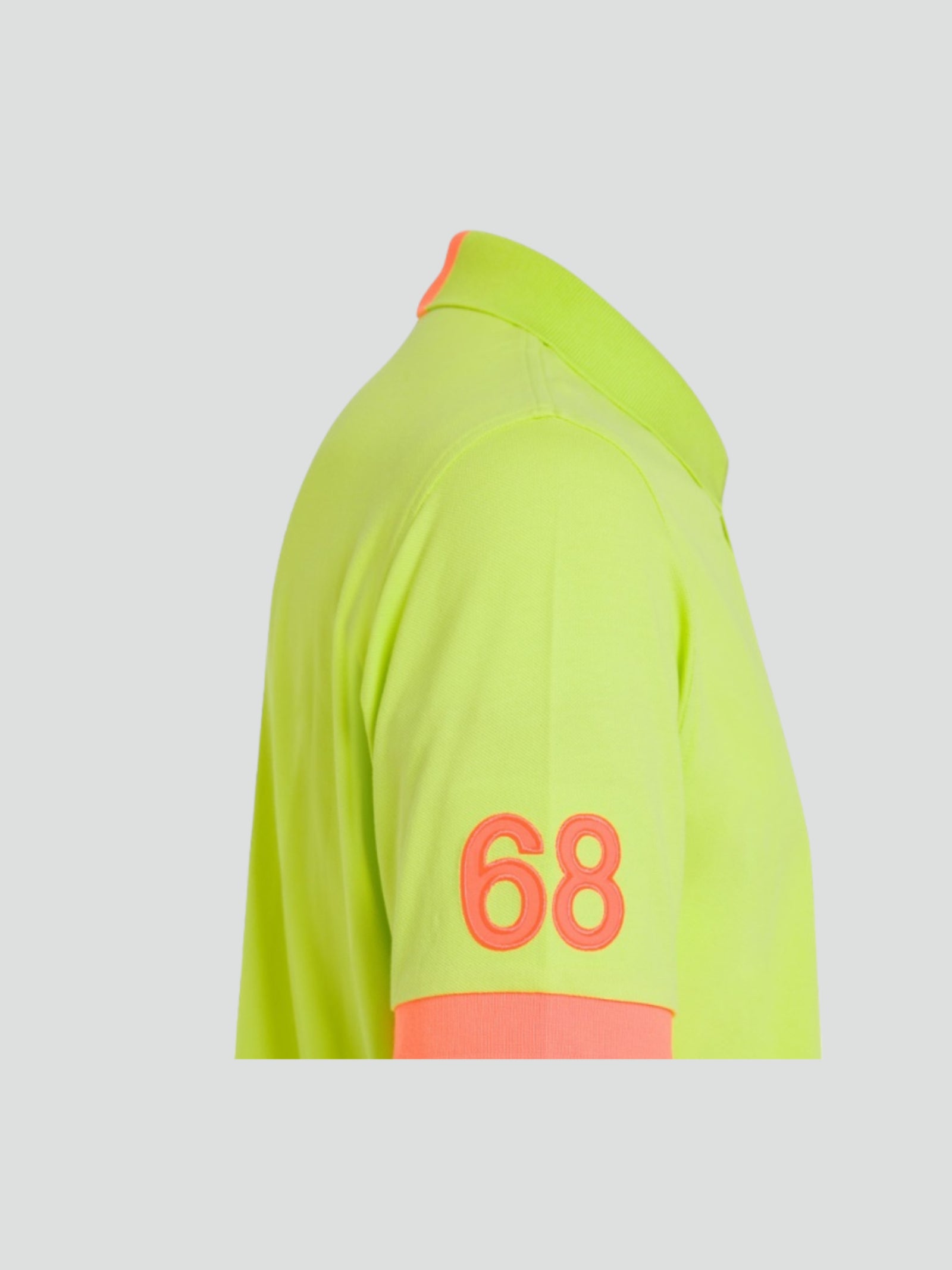 Polo giallo fluo da uomo con dettagli arancio e logo Sun68 in rilievo 