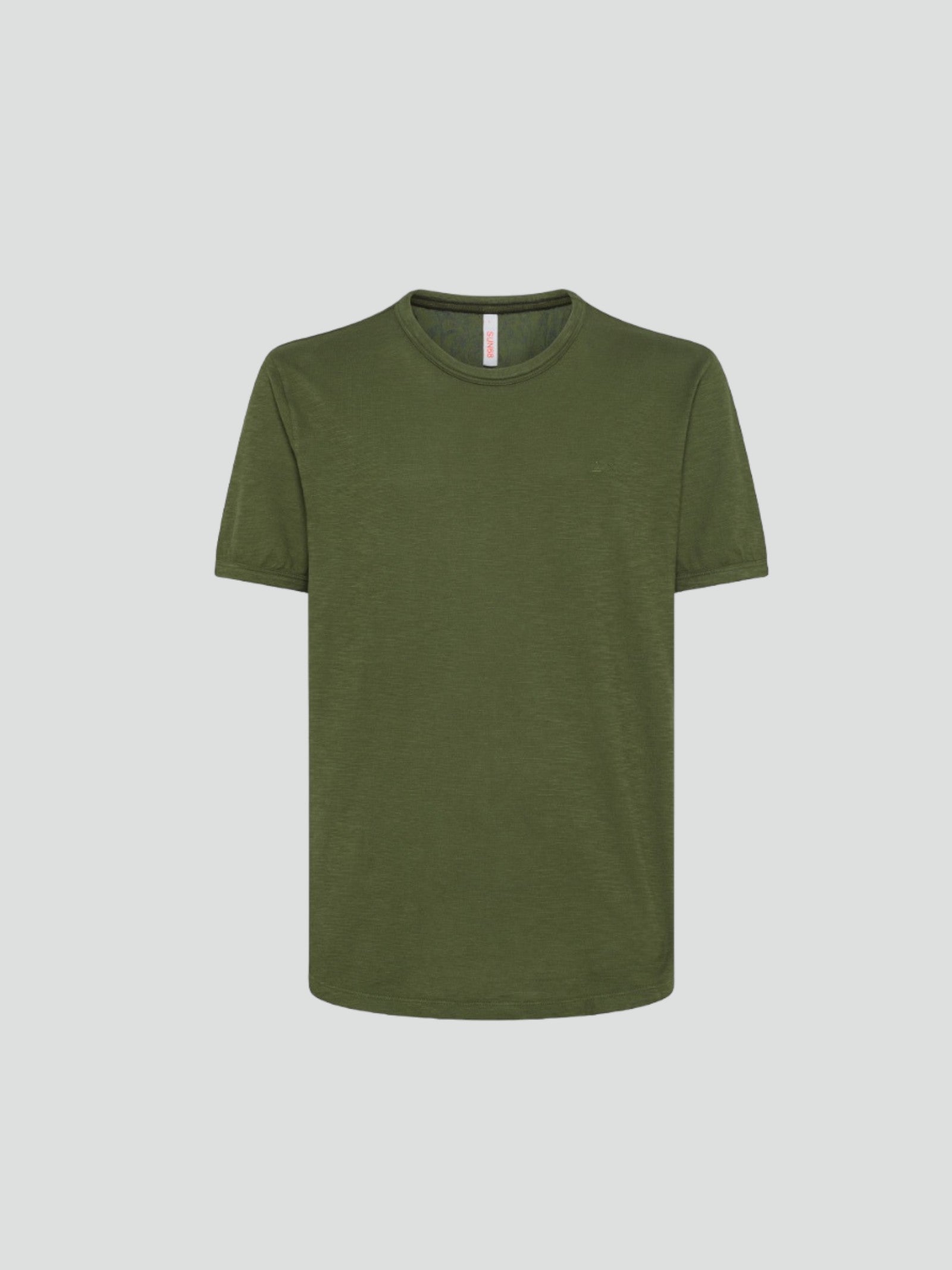 T-shirt verde da uomo in cotone fiammato con logo Sun68 tono su tono 