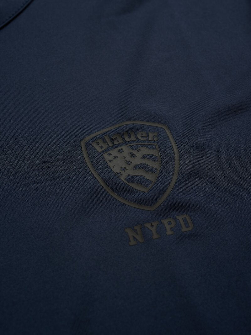 T-shirt Tecnica "Jason" blu in Tessuto Traspirante con Scudo Logo 