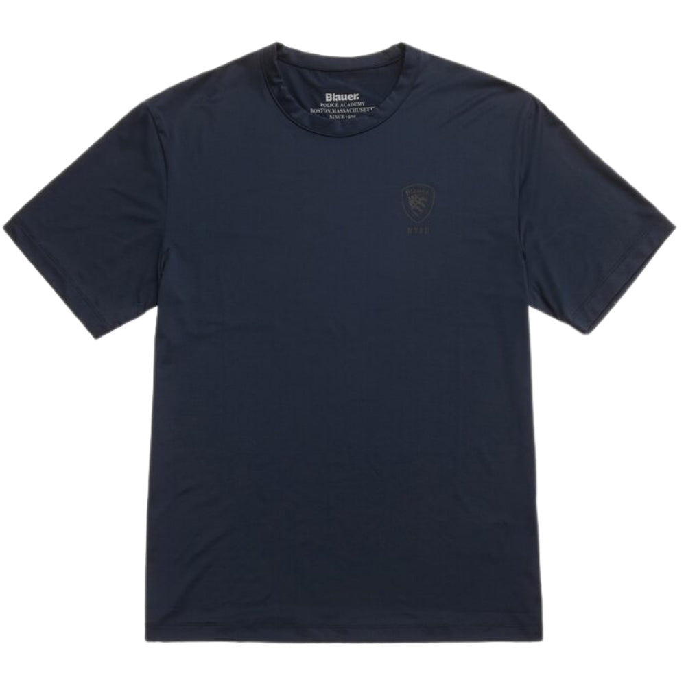 T-shirt Tecnica "Jason" nera in Tessuto Traspirante con Scudo Logo 