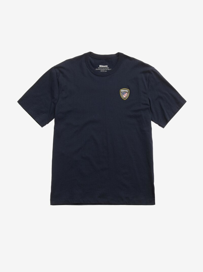 T-shirt "Faxon" Bianca con Logo Gommato Effetto 3D 