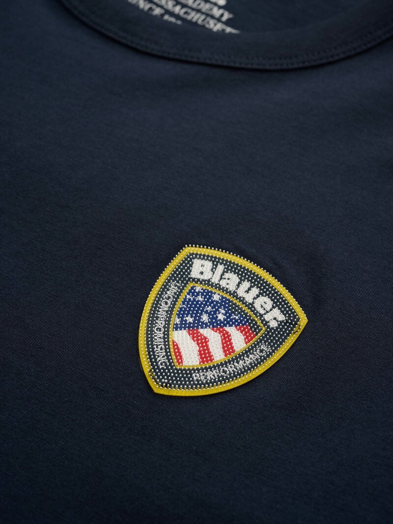 T-shirt "Faxon" Bianca con Logo Gommato Effetto 3D 