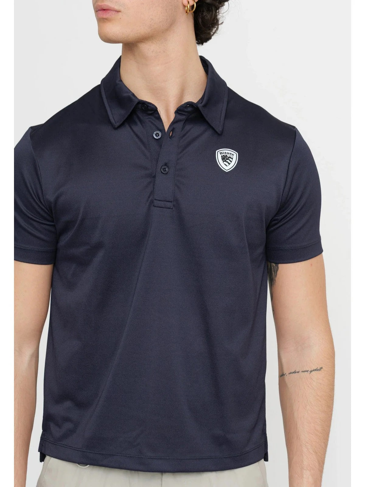 Polo "Kemp" Blu in Tessuto Traspirante con Taschino 