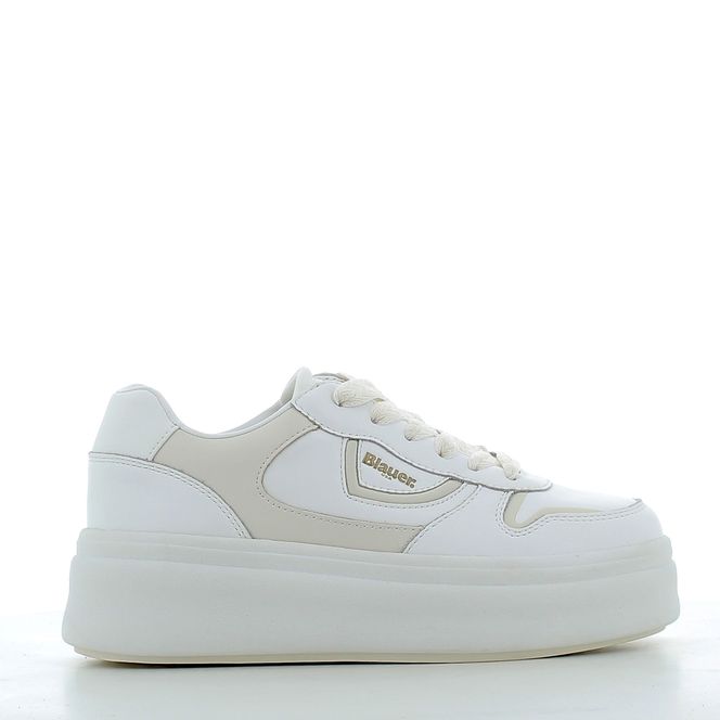 Sneaker "Emery" Bianca con Suola Platform e Scudetto Imbottito 