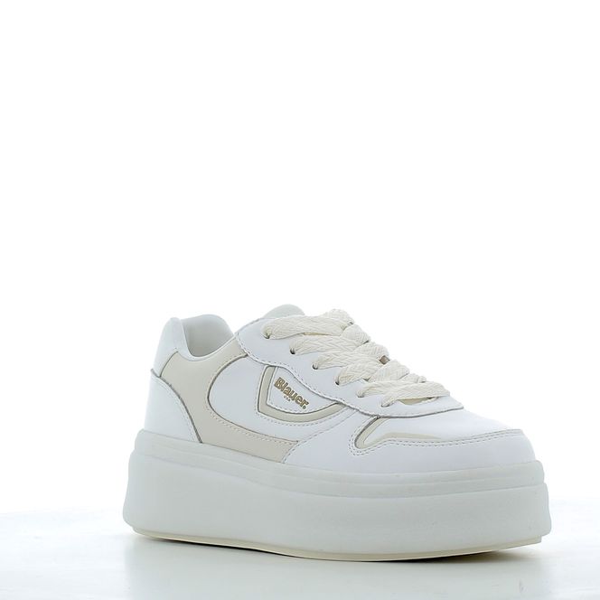 Sneaker "Emery" Bianca con Suola Platform e Scudetto Imbottito 