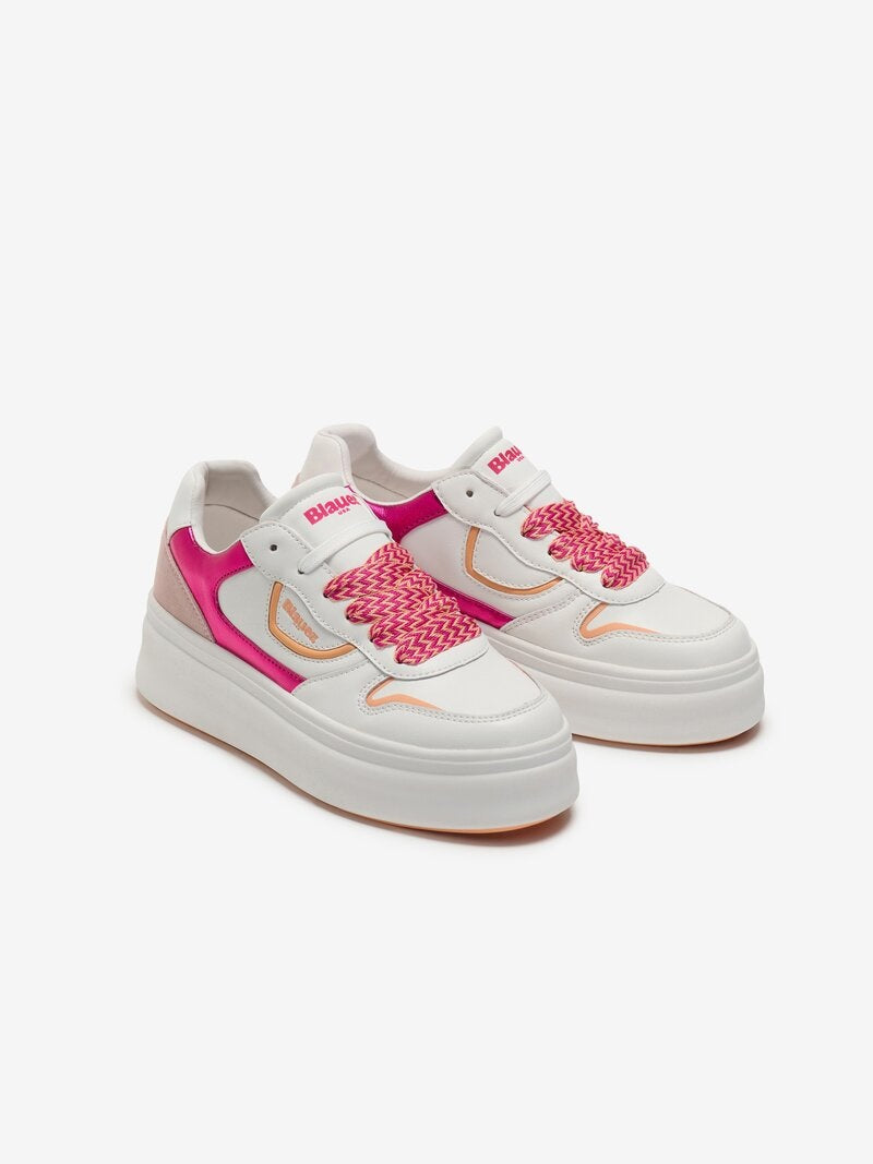 Sneaker "EMERY" Bianca e Fucsia con Dettagli Laminati 
