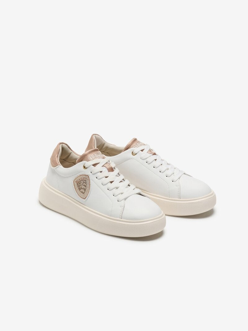 Sneaker "VENUS01/SATWHI/NUD" Bianca e Nude in Pelle 