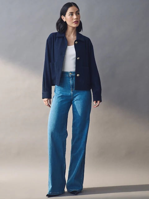 Giacca "Error" Blu navy in Lyocell e Cotone con Bottoni Dorati 