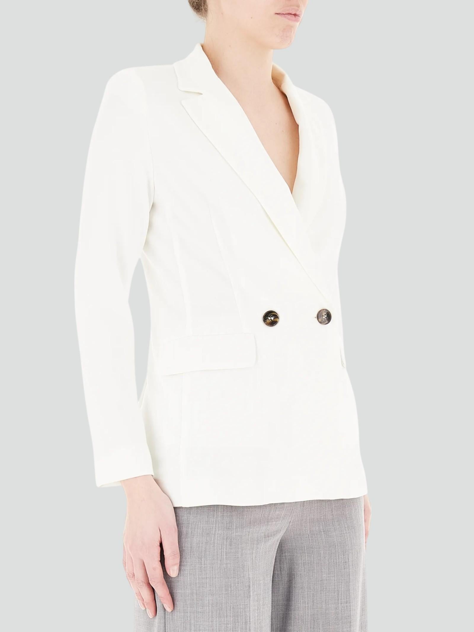 Blazer "Gemma" Bianco in Jersey con Doppiopetto e Rever Classico 