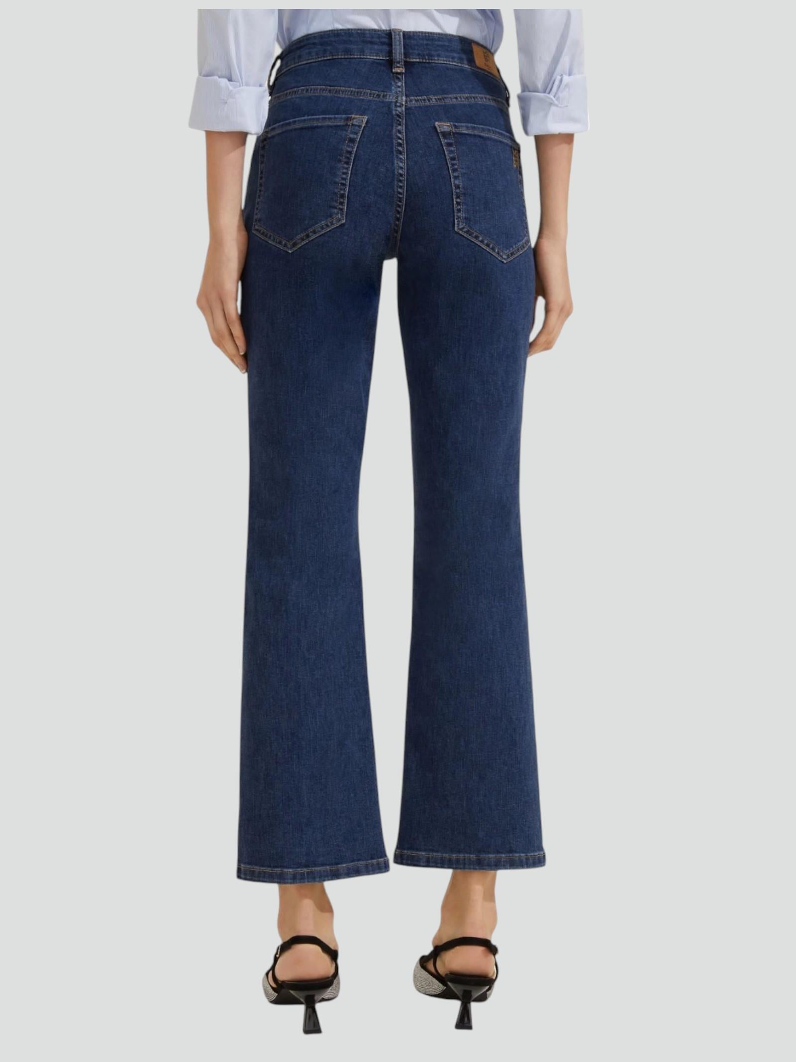 Jeans "Ibisco Bis" Slim Flare Cropped con Cristalli Applicati 