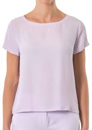 Blusa "Inn" lilla  in Crêpe de Chine Misto Seta con Fit Morbido 