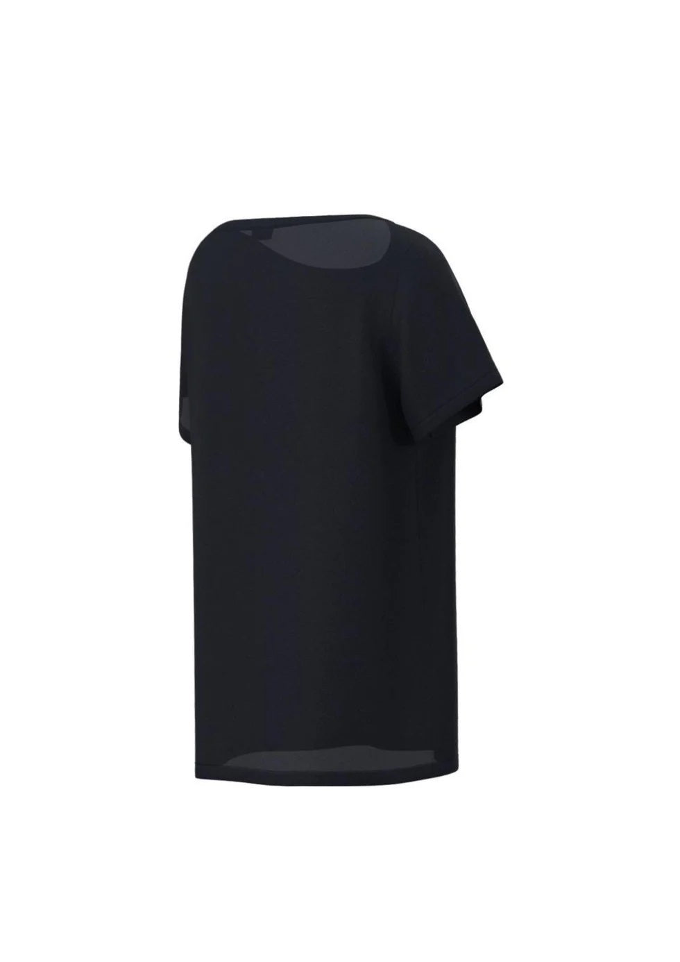 T-shirt "Inn" blu in Crêpe de Chine Misto Seta a Maniche Corte 