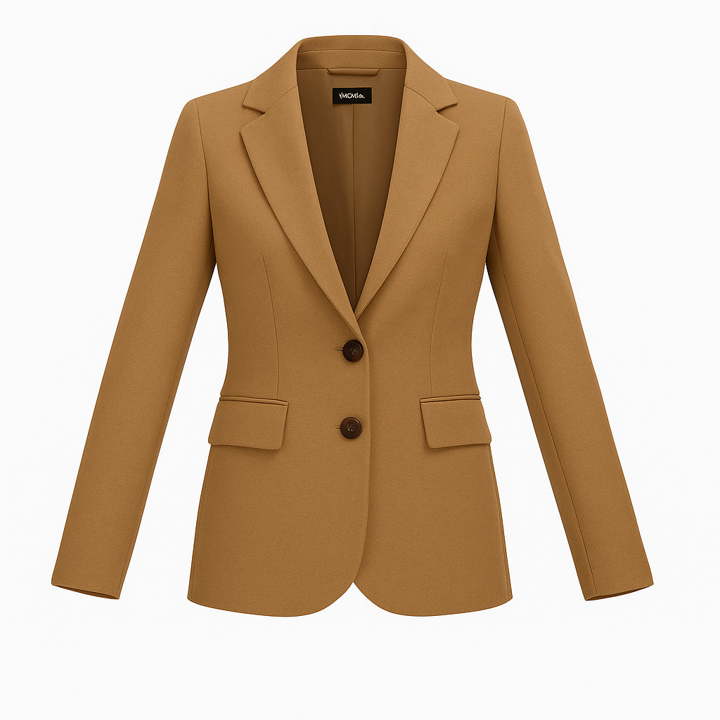 Giacca cammello "Malizia" in tessuto doppio di misto cotone stretch 