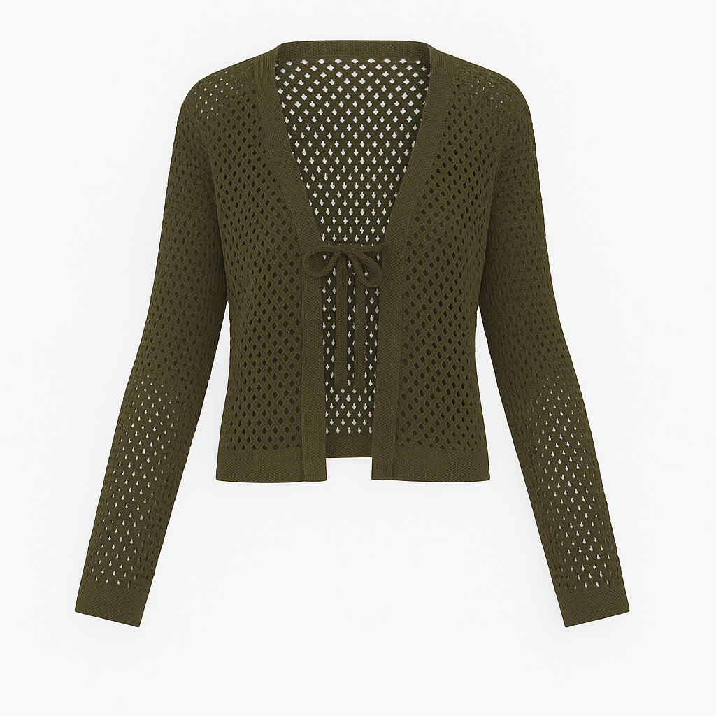 Cardigan "Plata" in Filato di Cotone con Paillettes verde 