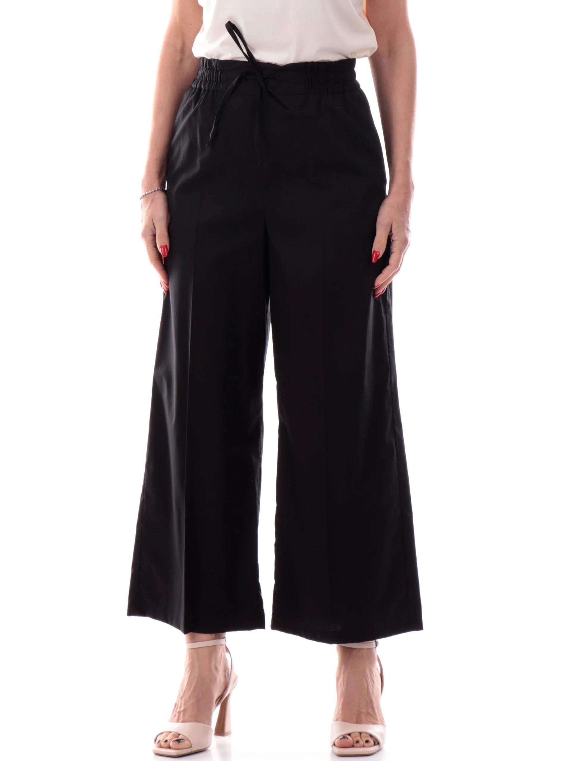 Pantalone nero in Cotone "Valette" con Vita Elasticizzata 