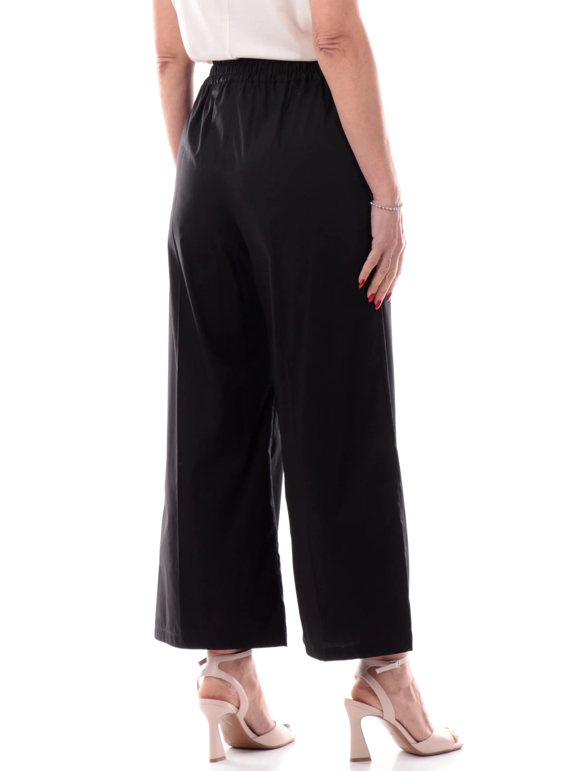 Pantalone nero in Cotone "Valette" con Vita Elasticizzata 
