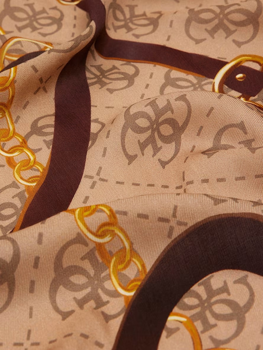 Sciarpa Logo Guess 4G Beige con Catene 