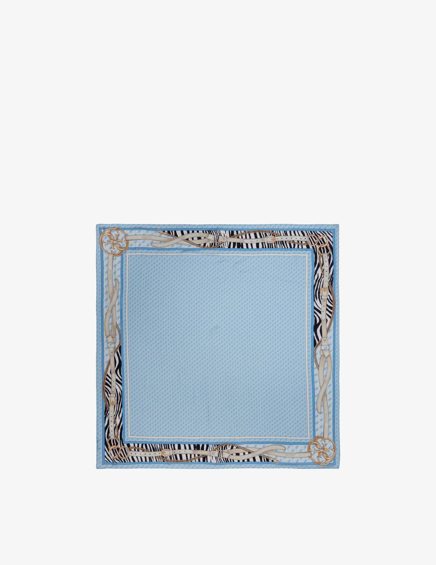 Foulard Guess "Zamira" Celeste con Bordo Animalier 