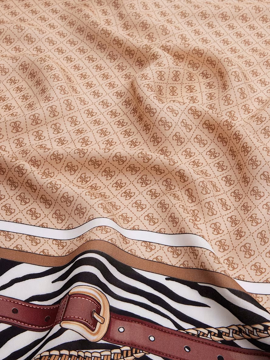 Foulard Animalier con Cinture e Logo 4G Beige in Viscosa 