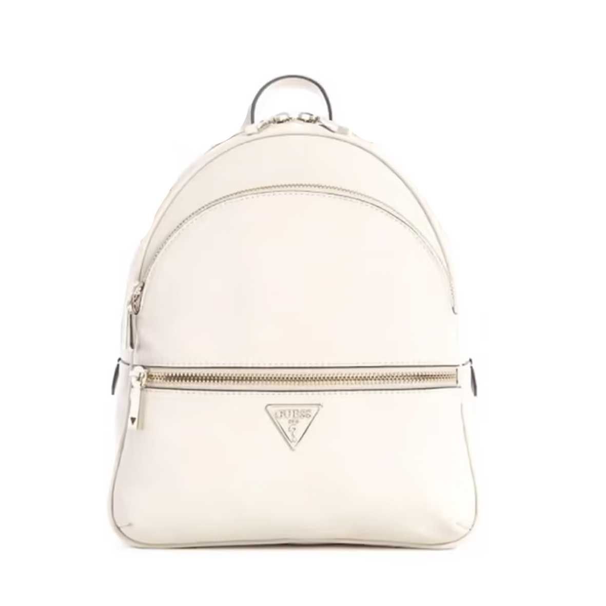Zaino "Manhattan Large" Bianco Panna in Ecopelle con Logo 