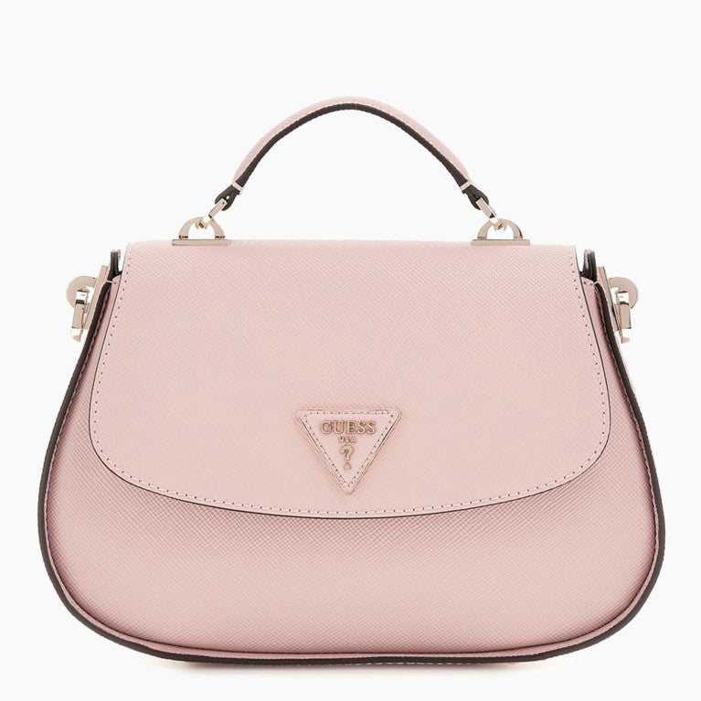 Borsa a Mano Guess Eco Jazlynn rosa in simil pelle saffiano 