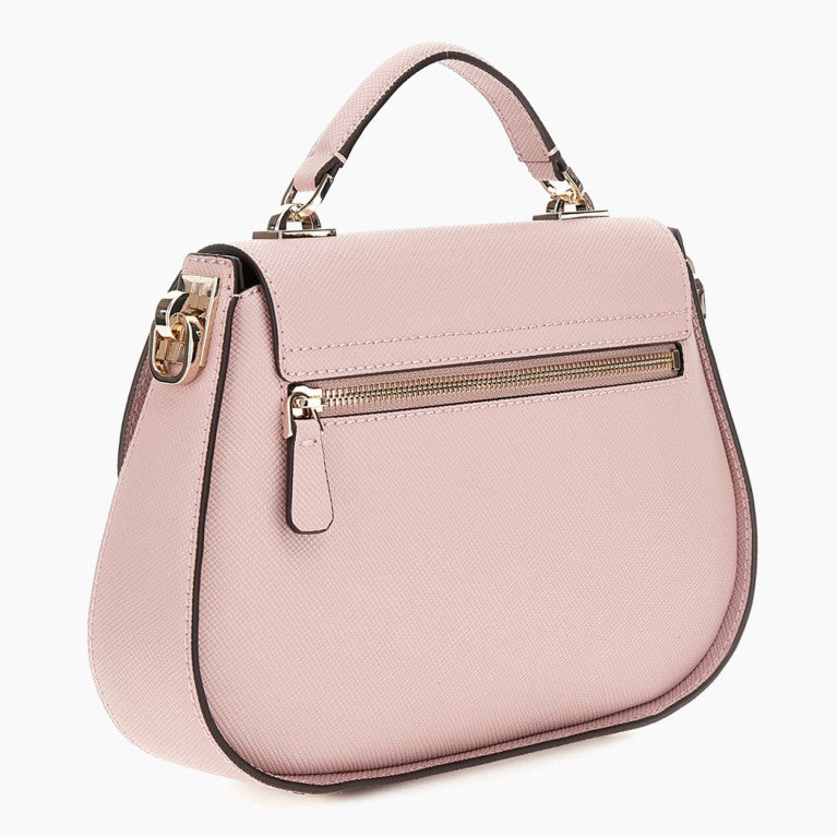Borsa a Mano Guess Eco Jazlynn rosa in simil pelle saffiano 