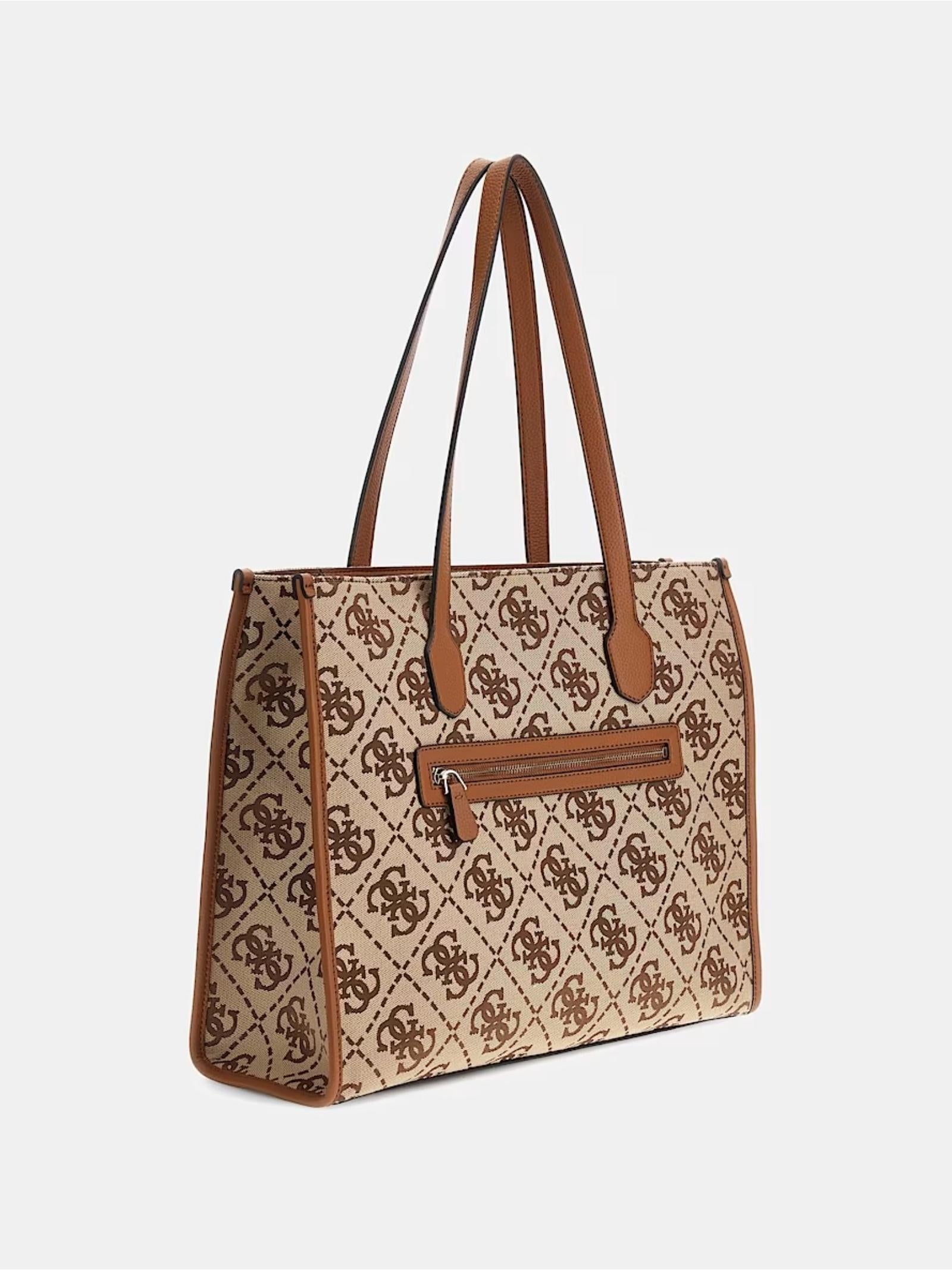 Shopper "Silvana" beige con stampa 4G logo all-over e dettagli marroni 