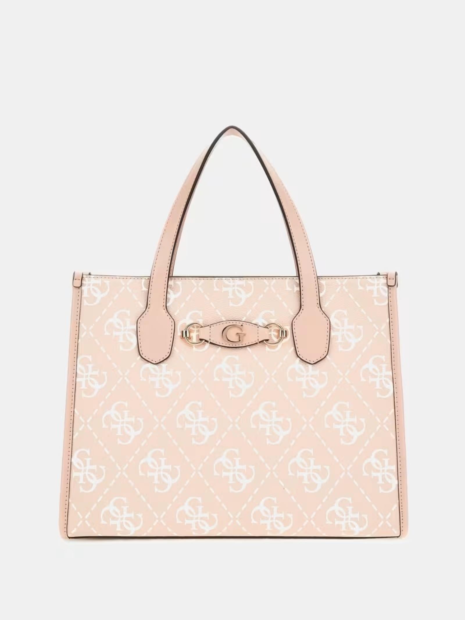 Borsa a mano "Izzy" sabbia con stampa logo 4G e dettagli metallici 