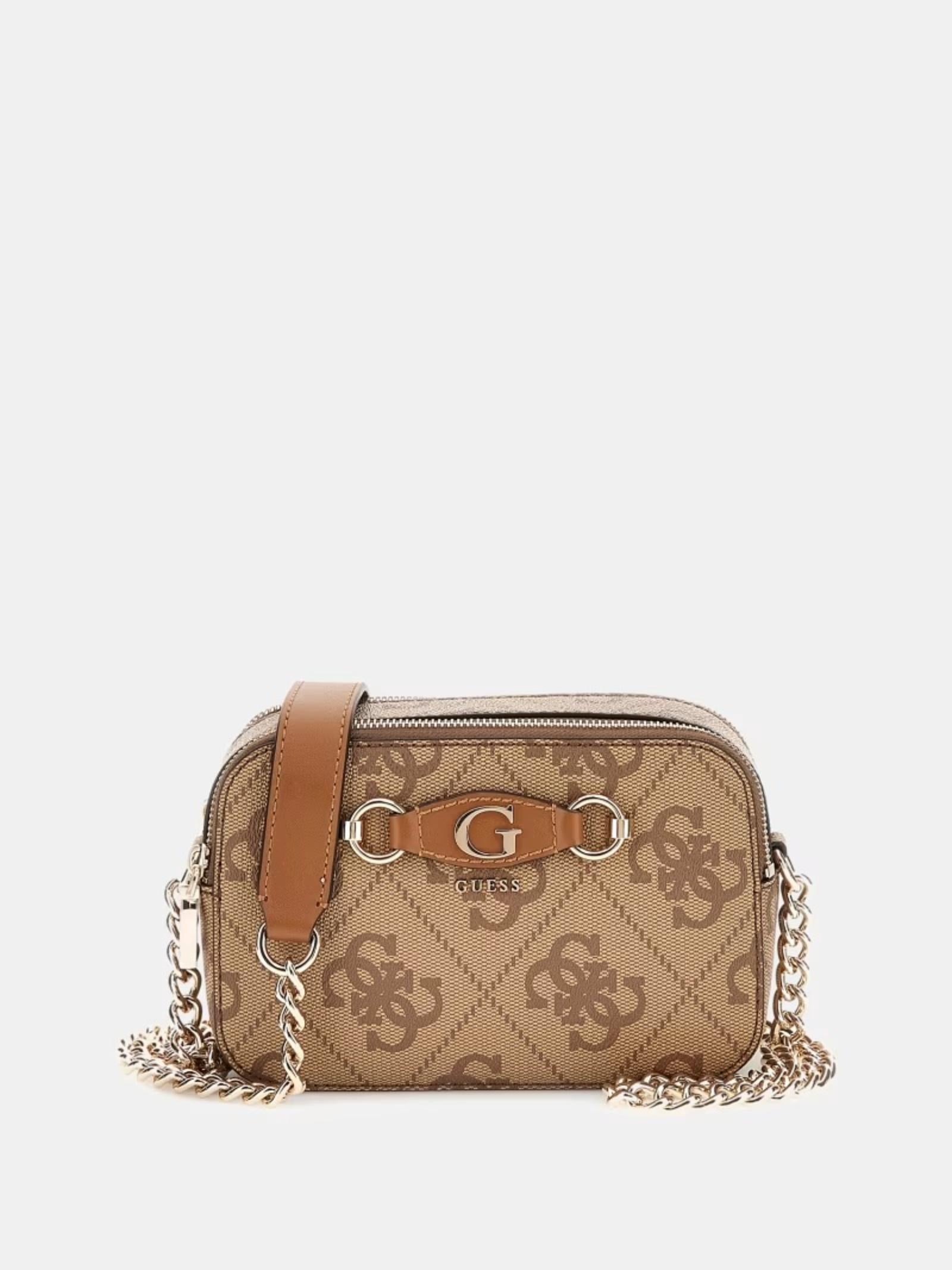 Borsa a tracolla "Izzy Mini Crossbody" latte con stampa logo 4G 