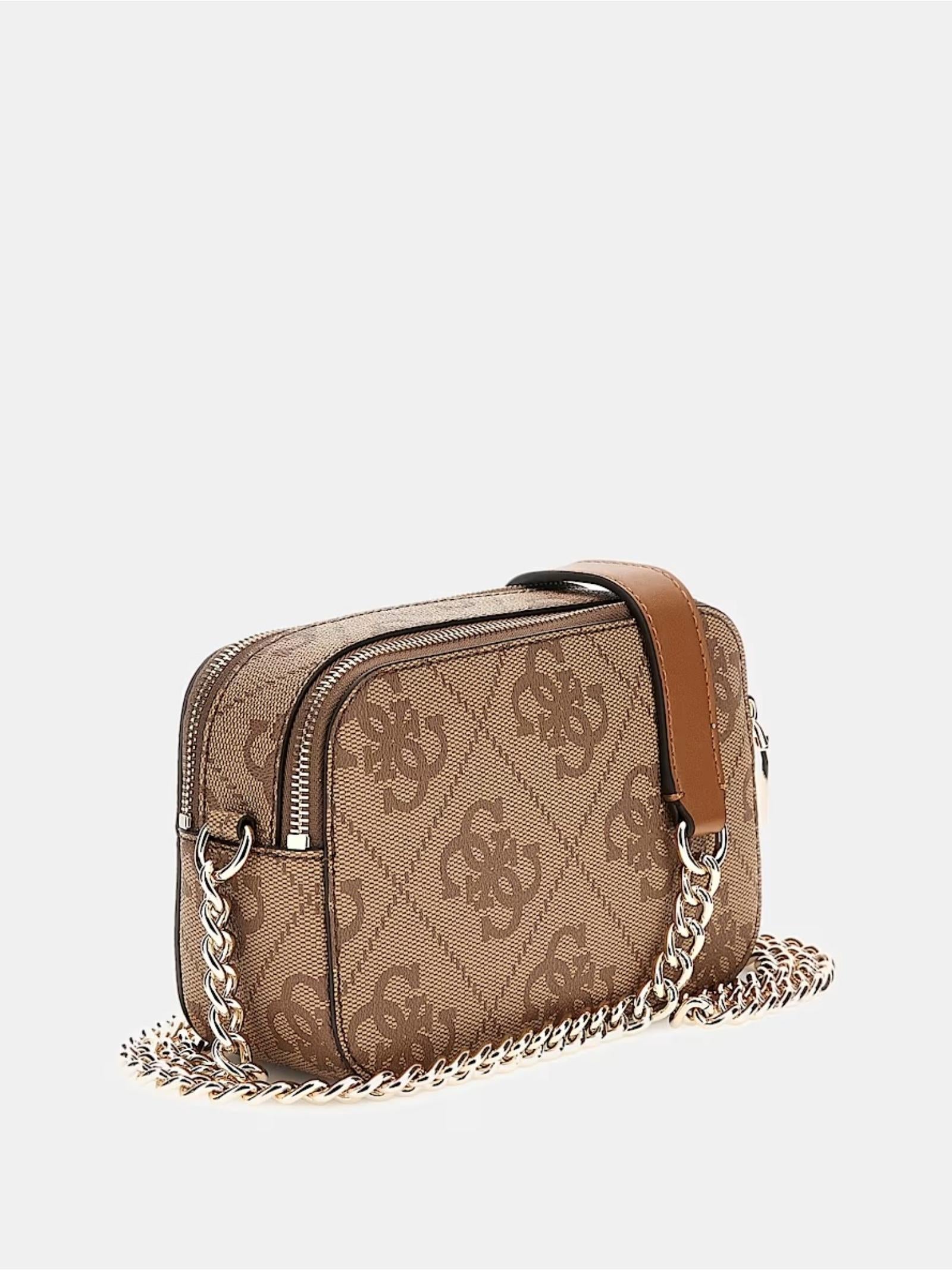 Borsa a tracolla "Izzy Mini Crossbody" latte con stampa logo 4G 