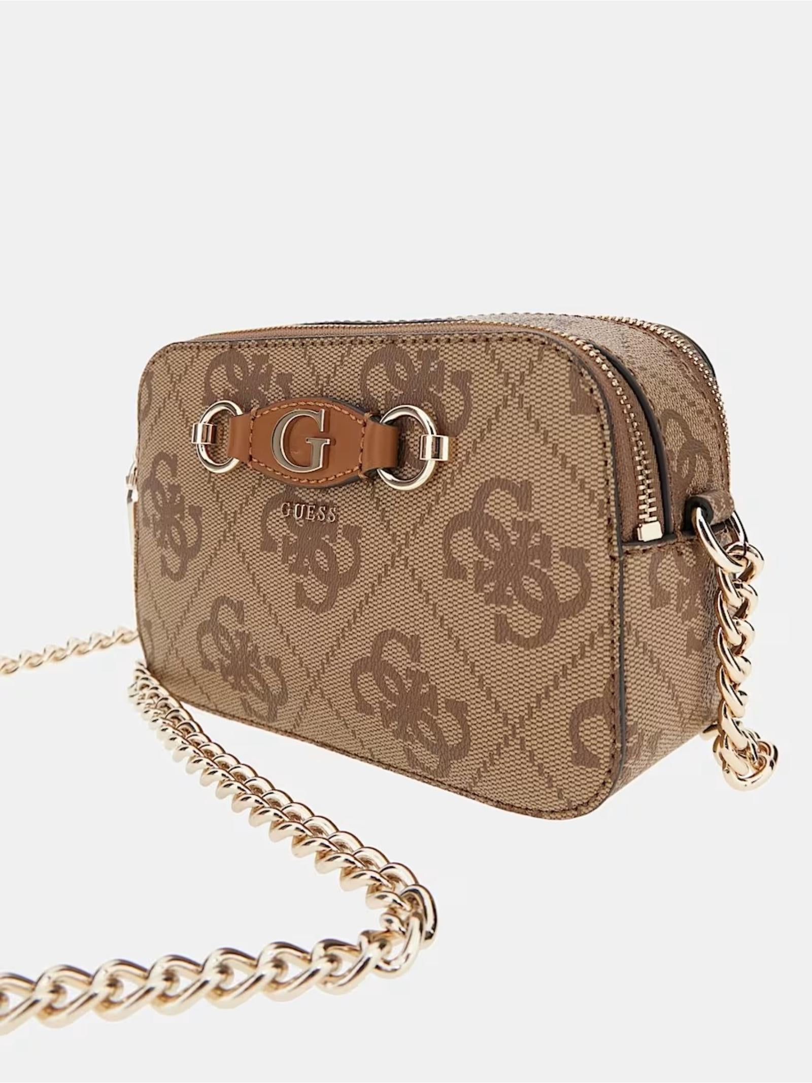 Borsa a tracolla "Izzy Mini Crossbody" latte con stampa logo 4G 