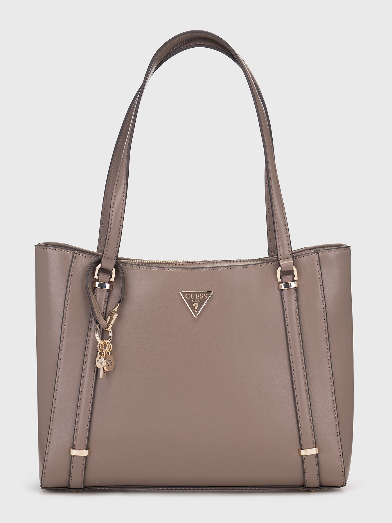 Borsa shopping "Daryna" Taupe in ecopelle con logo 